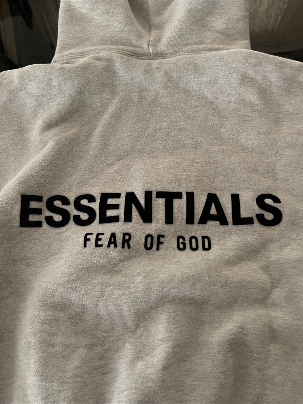 Essentials Light Gray Hoodie with Chest Logo - Picture 5 of 5